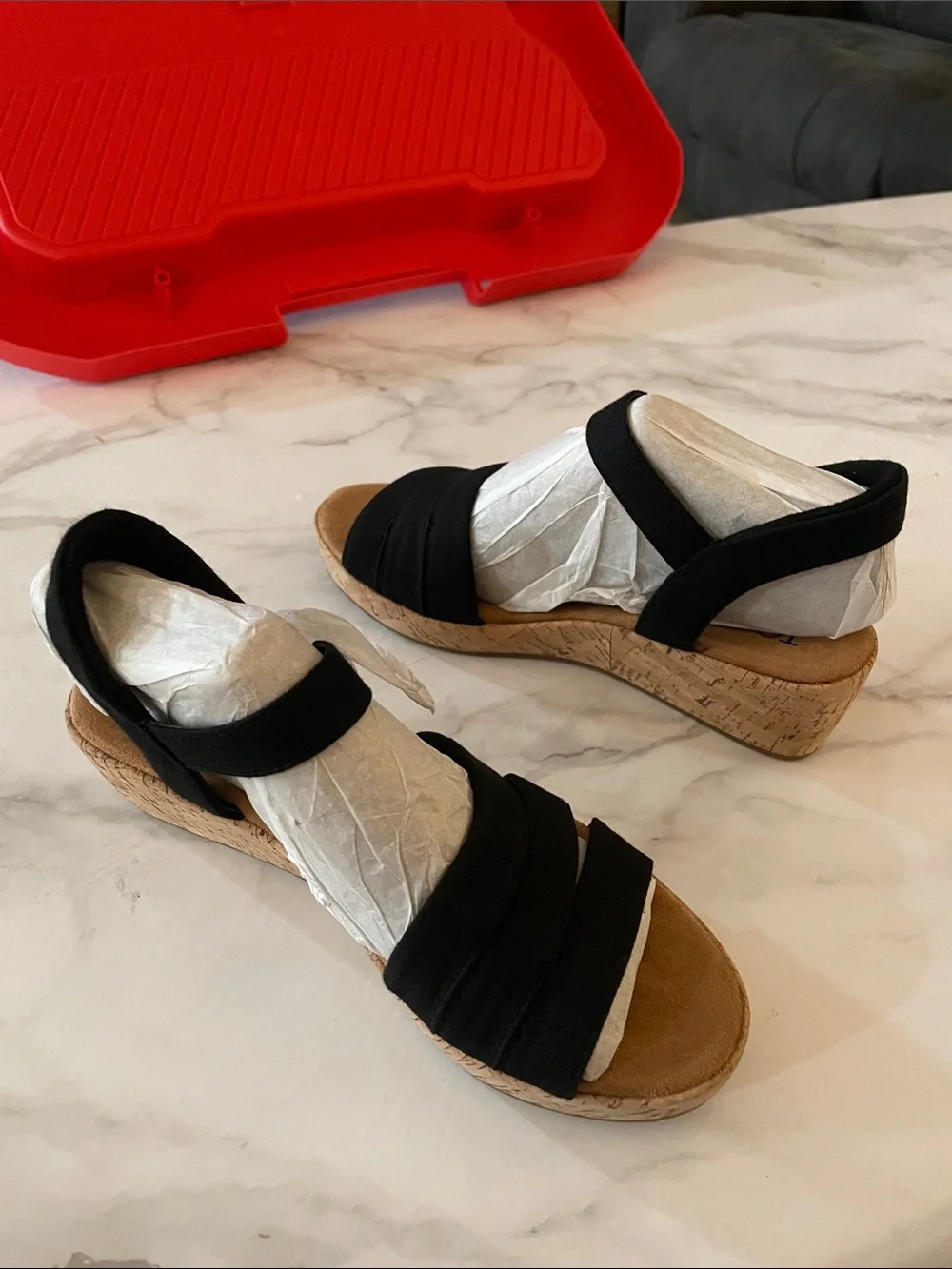 Black Julia wedge Tom’s shoes