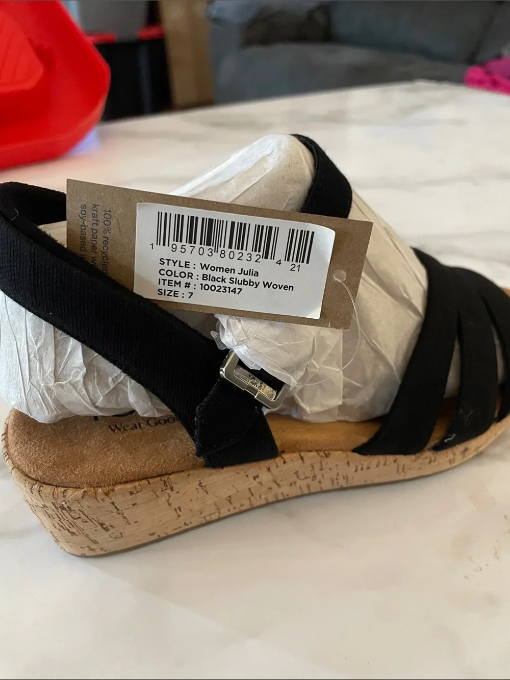 Black Julia wedge Tom’s shoes