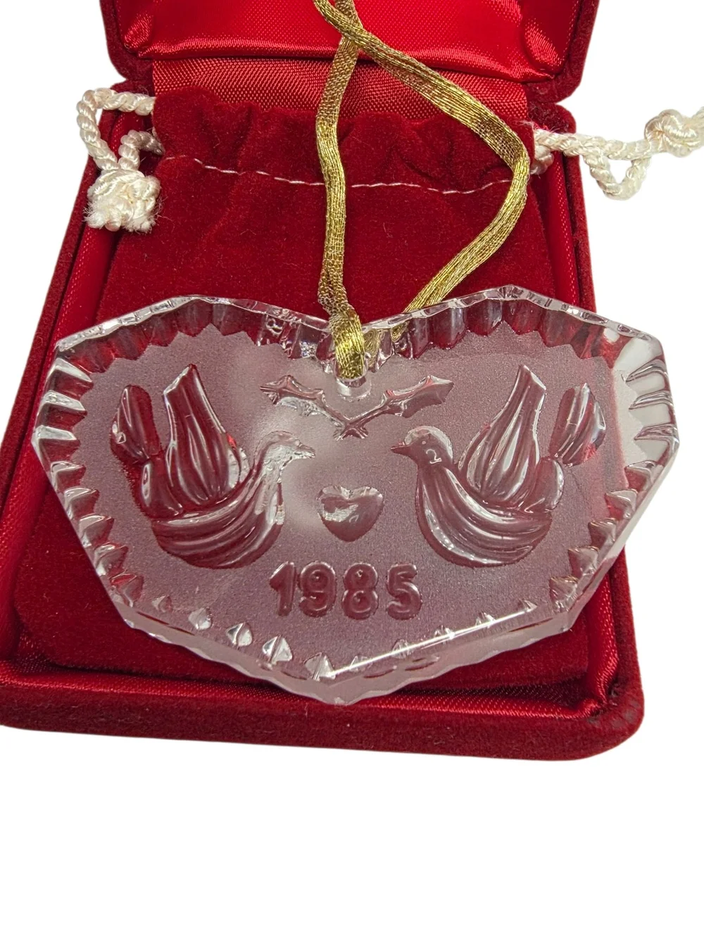 Waterford Crystal 2 Turtle Doves 12 Days of Christmas Ornaments 1985 w/ Box