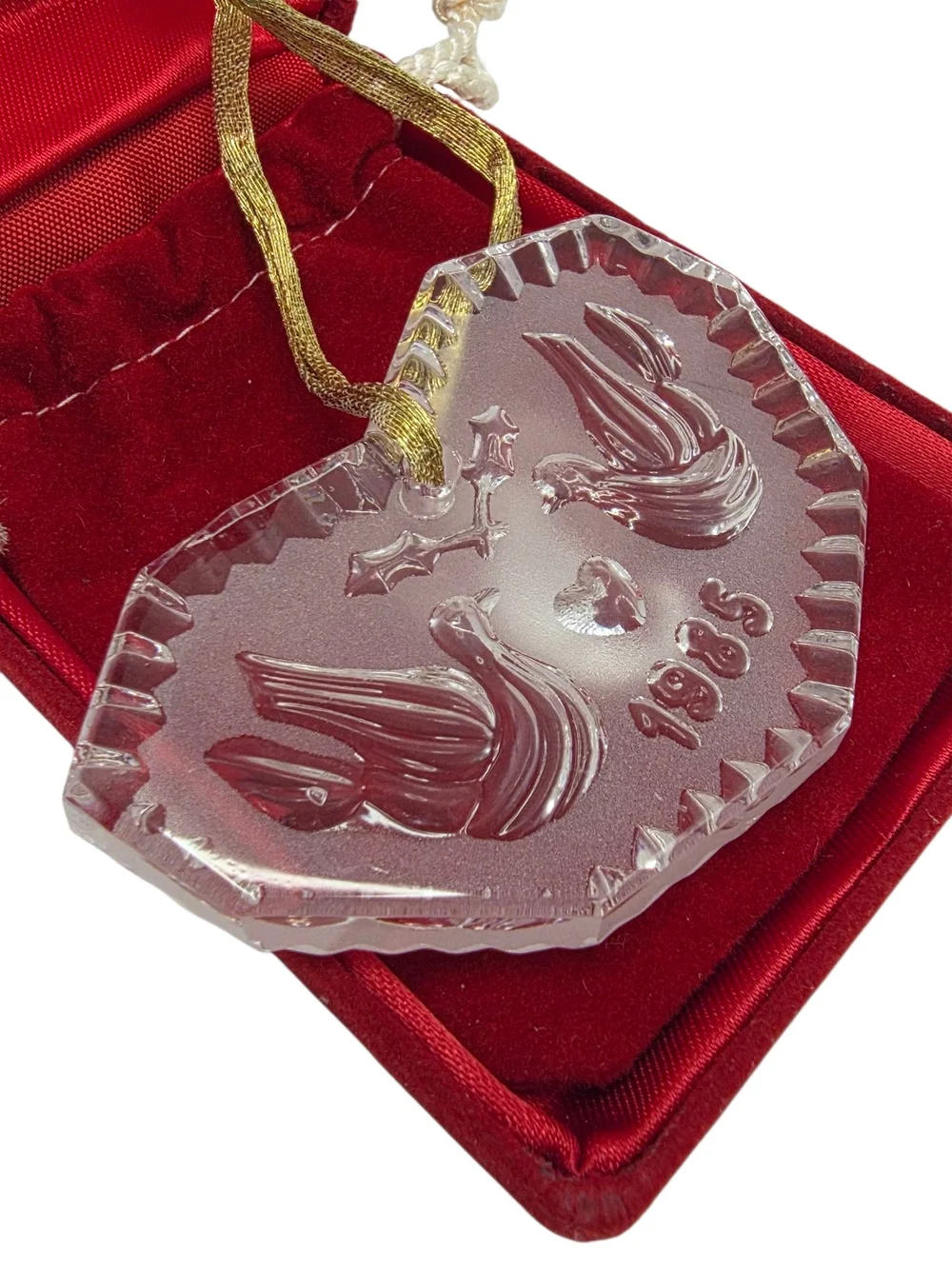 Waterford Crystal 2 Turtle Doves 12 Days of Christmas Ornaments 1985 w/ Box