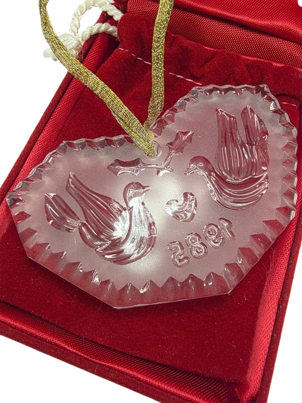 Waterford Crystal 2 Turtle Doves 12 Days of Christmas Ornaments 1985 w/ Box